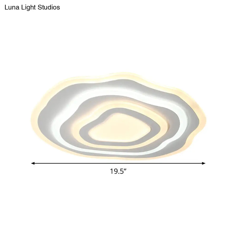 Ultra Thin Acrylic Ripple Ceiling Lamp - 19.5"/23.5" W, Simple White LED Light in Warm/White