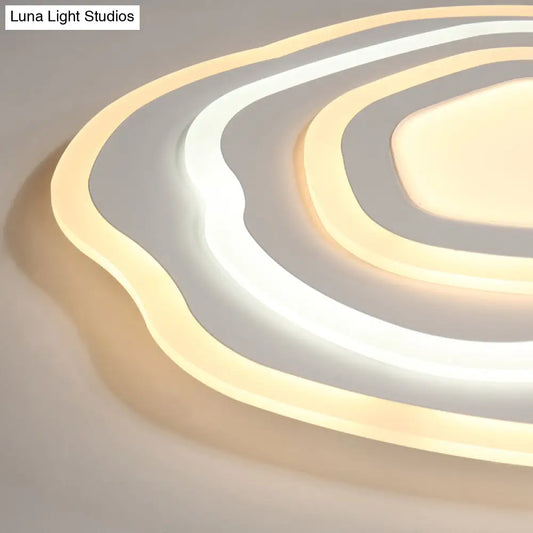 Ultra Thin Acrylic Ripple Ceiling Lamp - 19.5"/23.5" W, Simple White LED Light in Warm/White