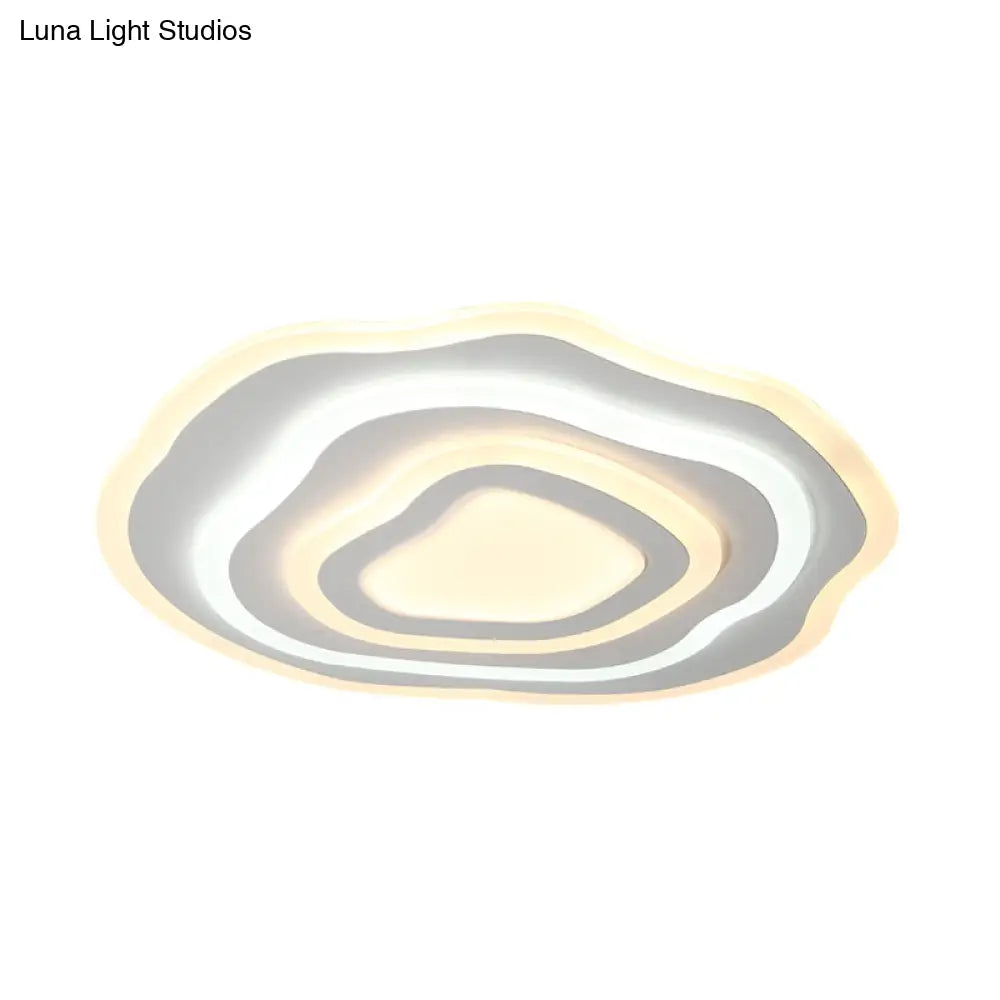 Ultra Thin Acrylic Ripple Ceiling Lamp - 19.5"/23.5" W, Simple White LED Light in Warm/White