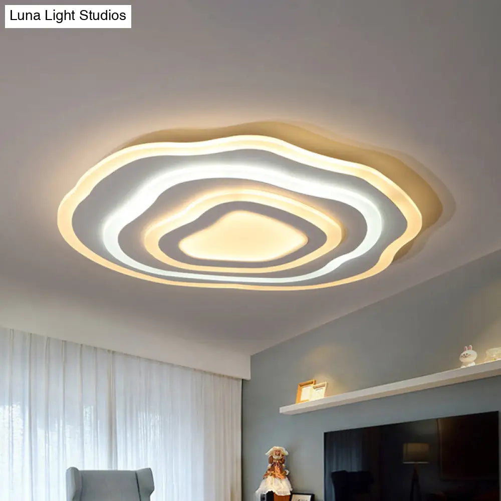 Ultra Thin Acrylic Ripple Ceiling Lamp - 19.5"/23.5" W, Simple White LED Light in Warm/White
