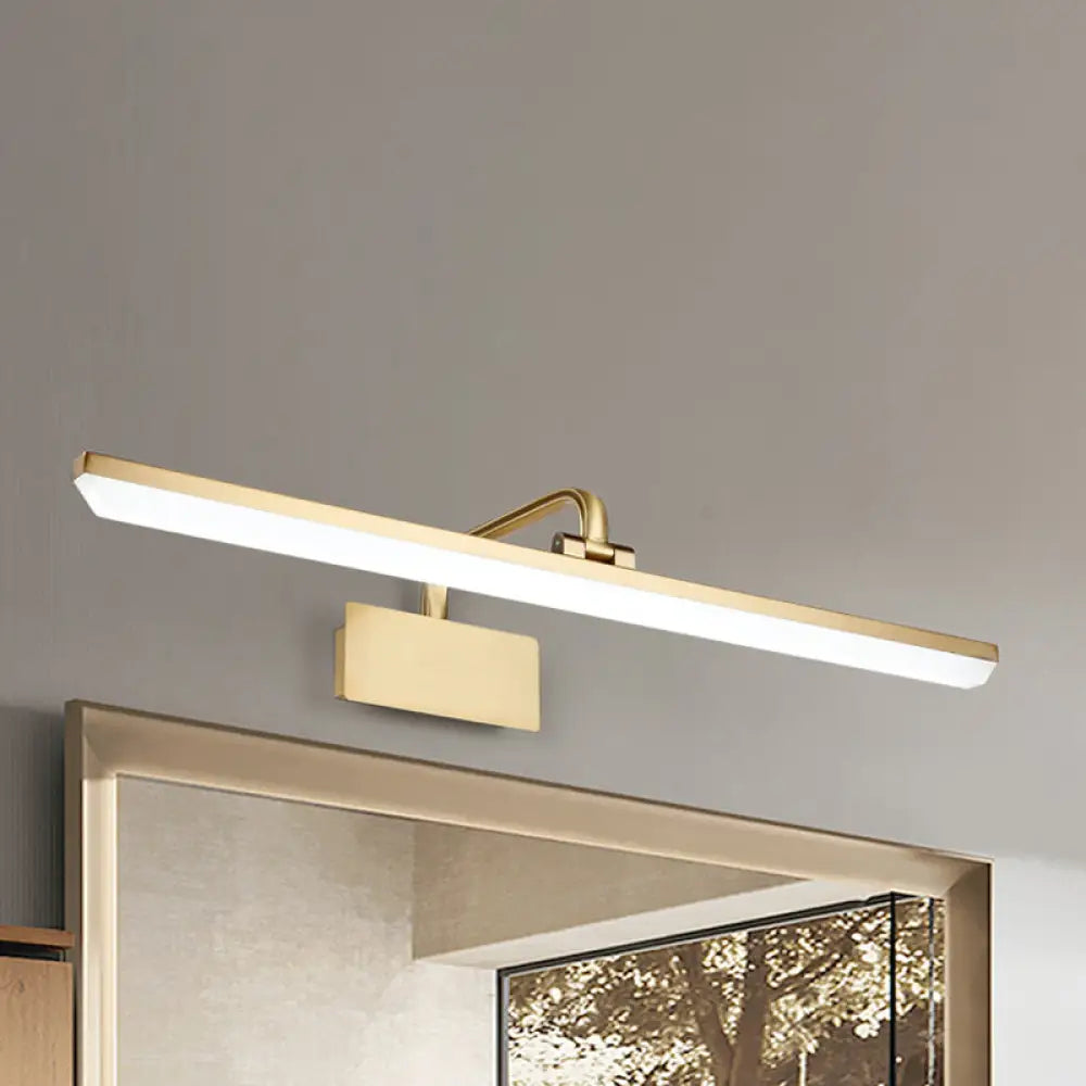 Ultra-Thin LED Indoor Wall Light - Brushed Brass Vanity Sconce in Warm/White Lighting, 16"/19.5" Width