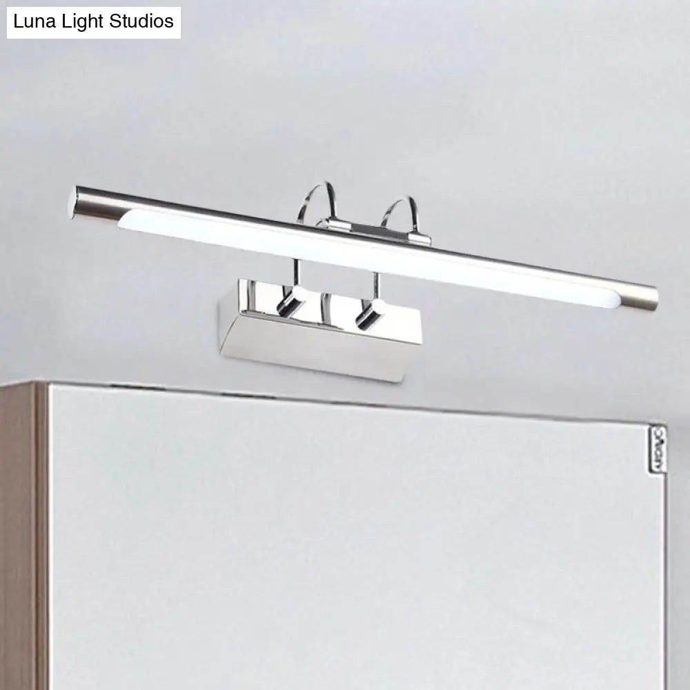 Ultra-Thin LED Nickel Wall Lamp for Bathroom - Simple Style, Warm/White Light (17"/23" Width)