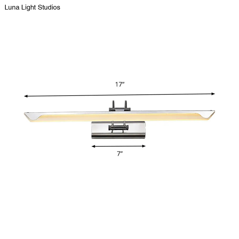 Ultra-Thin LED Nickel Wall Lamp for Bathroom - Simple Style, Warm/White Light (17"/23" Width)