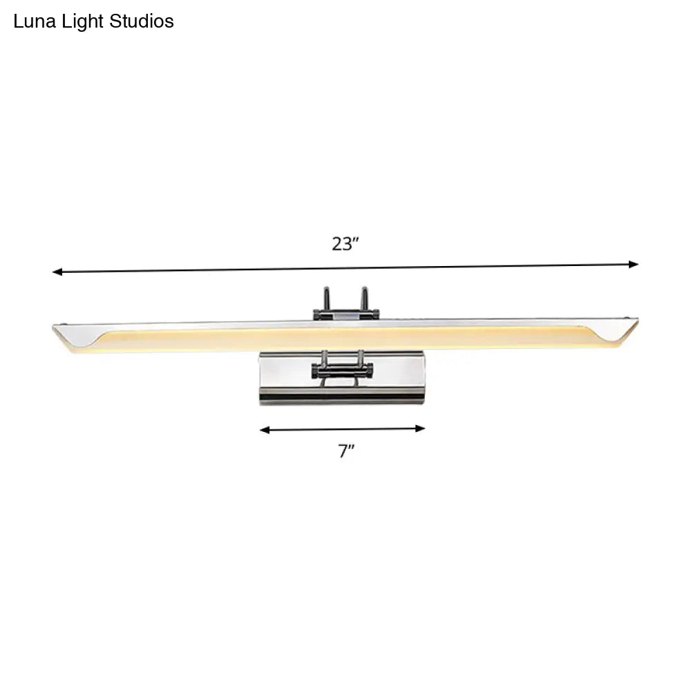 Ultra-Thin LED Nickel Wall Lamp for Bathroom - Simple Style, Warm/White Light (17"/23" Width)