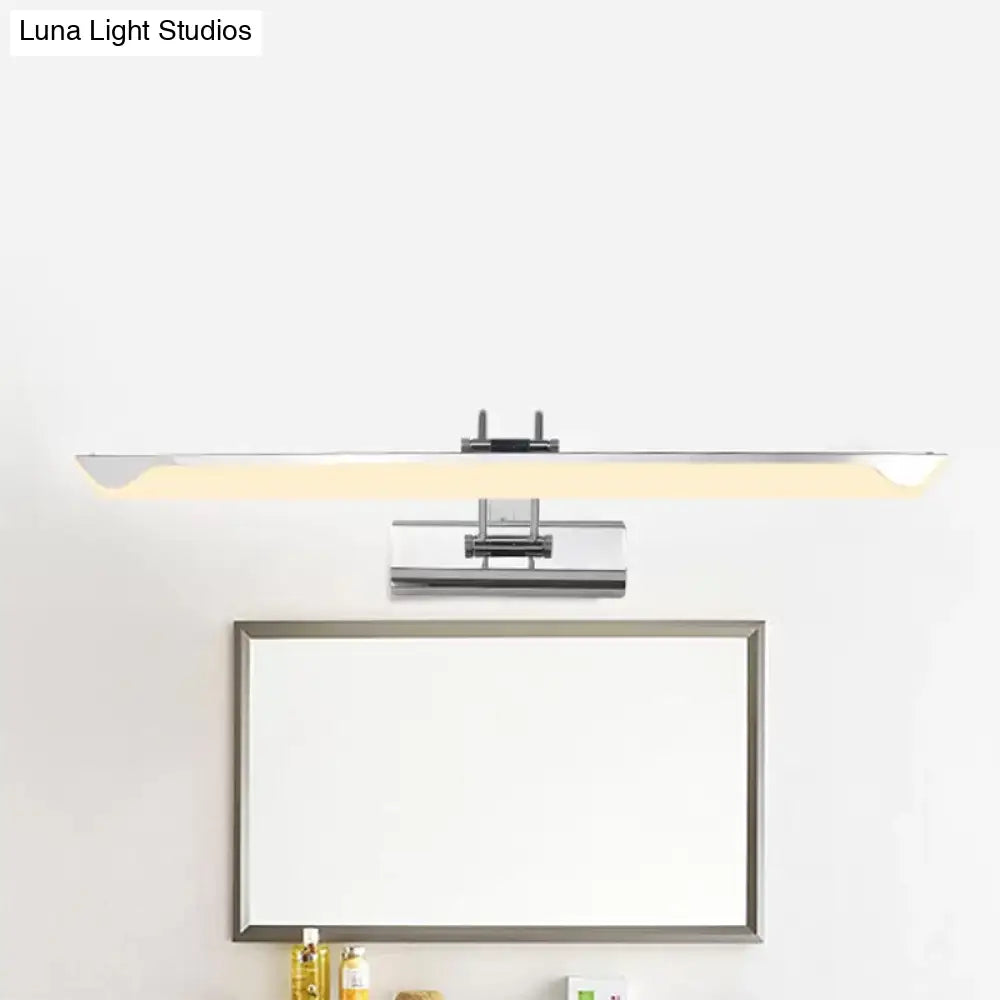Ultra-Thin LED Nickel Wall Lamp for Bathroom - Simple Style, Warm/White Light (17"/23" Width)