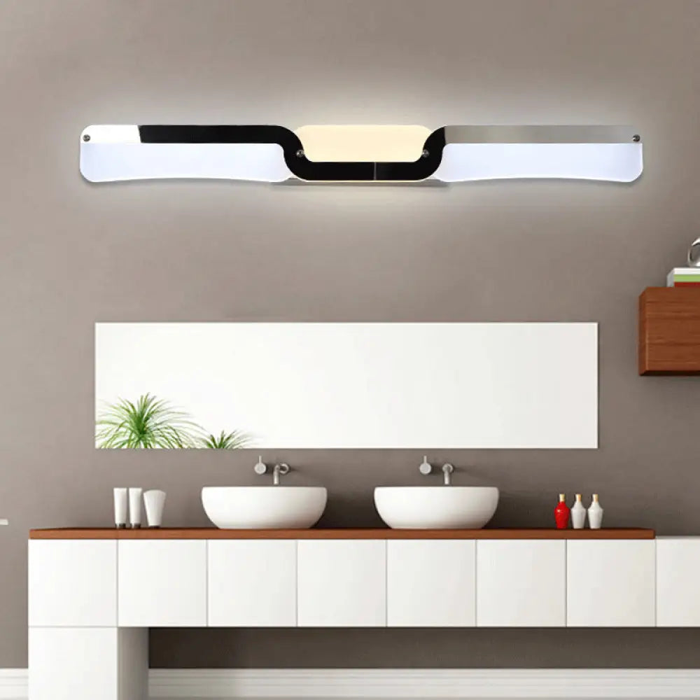 Ultra-Thin Modern LED Vanity Sconce Light in Chrome - Warm/White Lighting Fixture