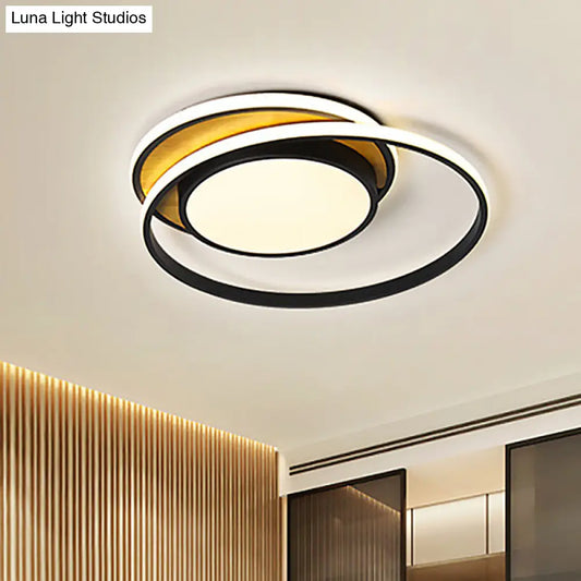 Ultra Thin Modern Metal LED Flush Ceiling Light in Black/White - White/Warm Light, 18"/21.5" Wide