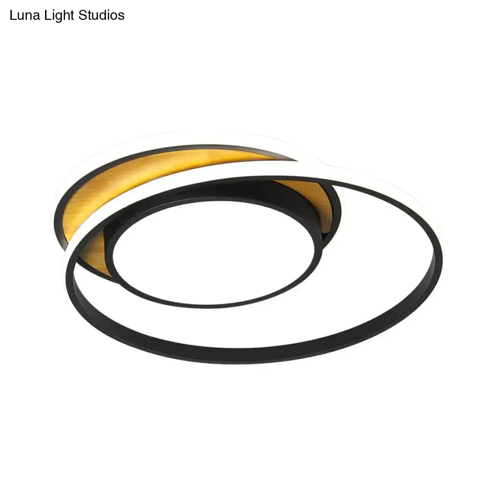 Ultra Thin Modern Metal LED Flush Ceiling Light in Black/White - White/Warm Light, 18"/21.5" Wide