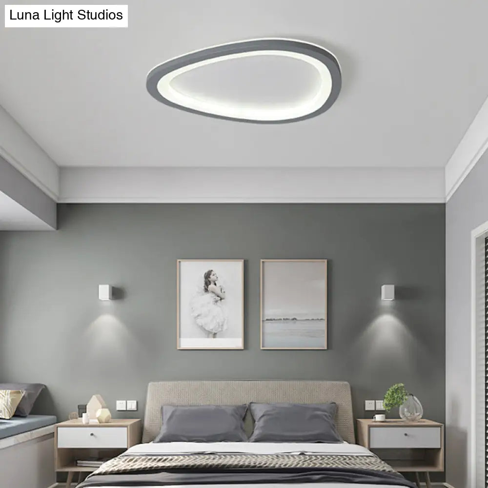 Ultra-thin Nordic Acrylic LED Ceiling Light in Dark Grey Droplet Shape