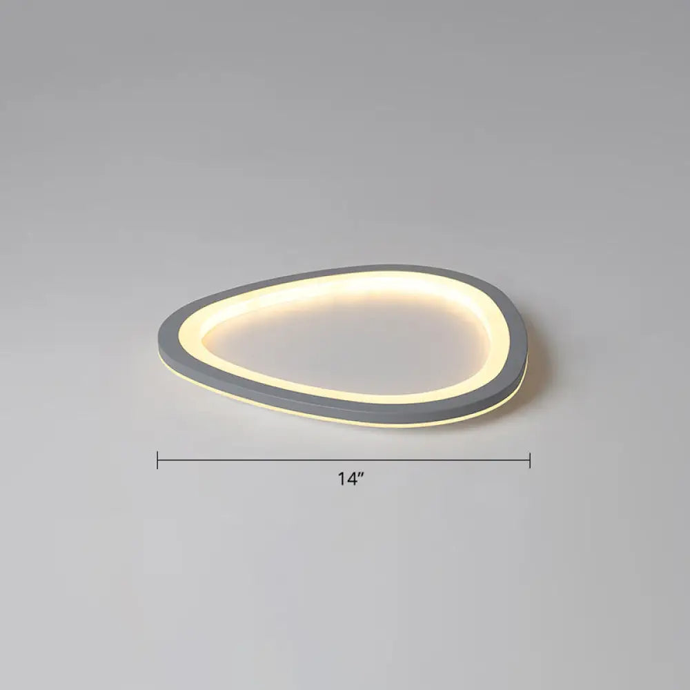 Ultra-thin Nordic Acrylic LED Ceiling Light in Dark Grey Droplet Shape