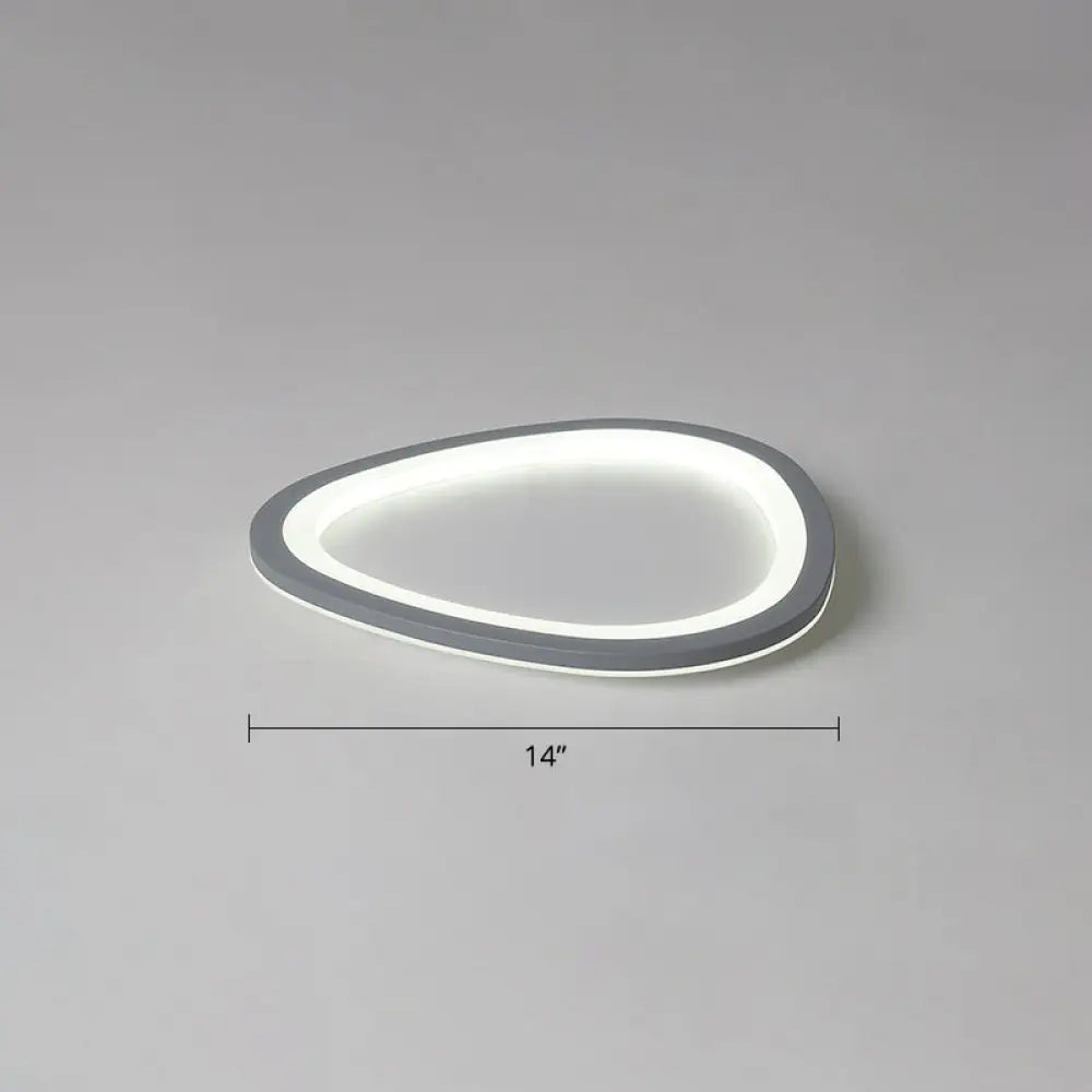 Ultra-thin Nordic Acrylic LED Ceiling Light in Dark Grey Droplet Shape