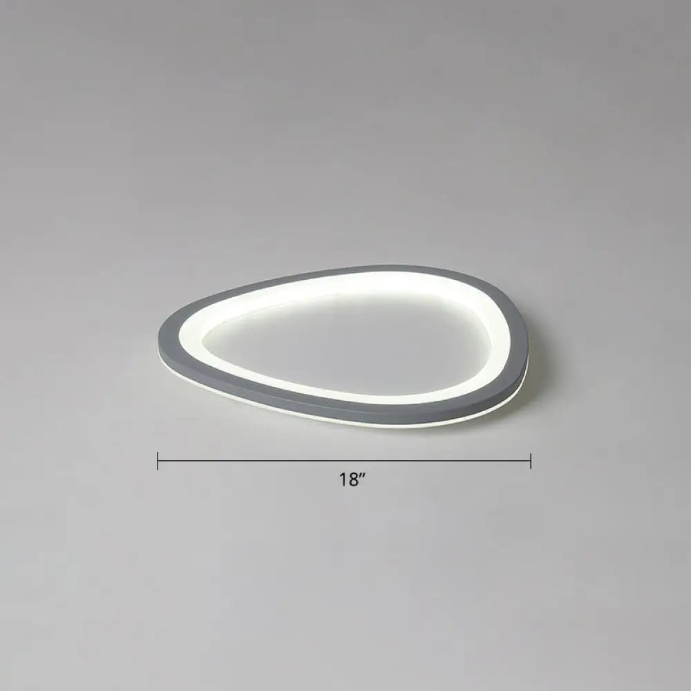 Ultra-thin Nordic Acrylic LED Ceiling Light in Dark Grey Droplet Shape