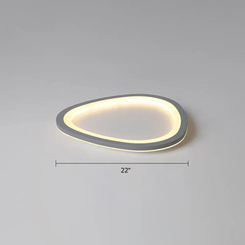 Ultra-thin Nordic Acrylic LED Ceiling Light in Dark Grey Droplet Shape