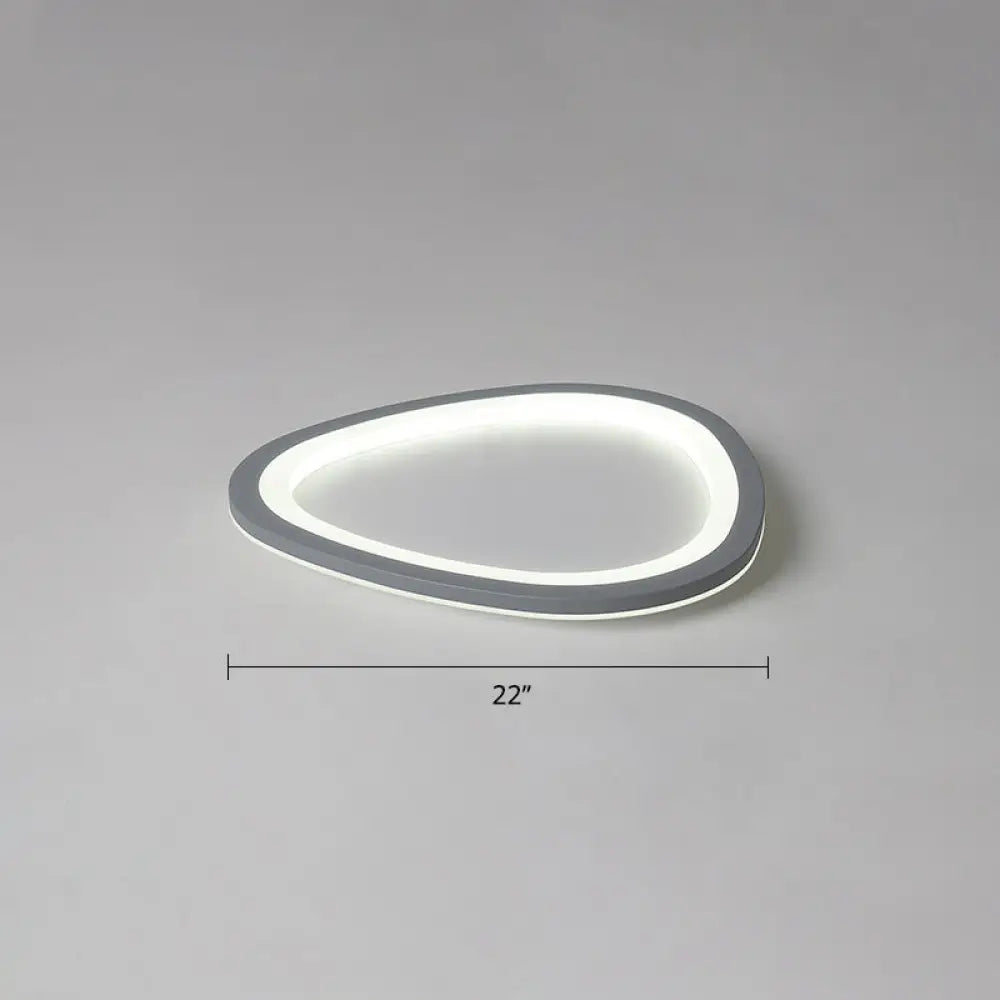 Ultra-thin Nordic Acrylic LED Ceiling Light in Dark Grey Droplet Shape