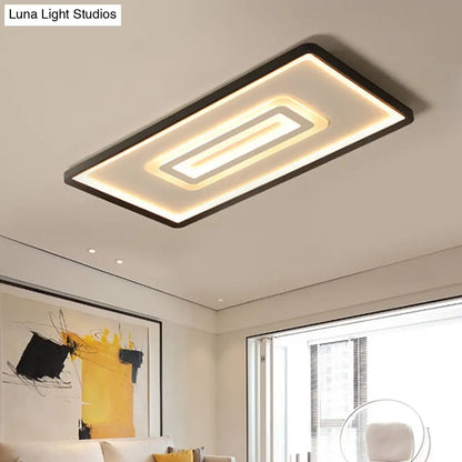 DecorBites™ DecorBites™ Ultra Thin Rectangular LED Flushmount Ceiling Lamp in Acrylic Black - Warm/White Light