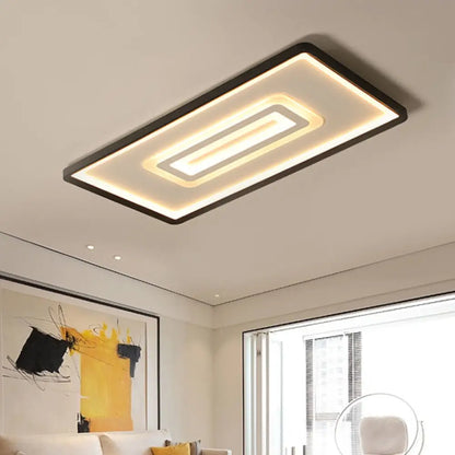 DecorBites™ DecorBites™ Ultra Thin Rectangular LED Flushmount Ceiling Lamp in Acrylic Black - Warm/White Light