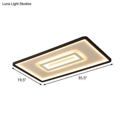 DecorBites™ DecorBites™ Ultra Thin Rectangular LED Flushmount Ceiling Lamp in Acrylic Black - Warm/White Light
