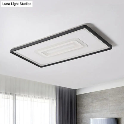 DecorBites™ DecorBites™ Ultra Thin Rectangular LED Flushmount Ceiling Lamp in Acrylic Black - Warm/White Light