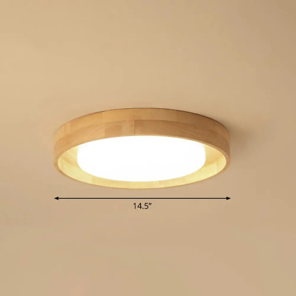 Ultrathin Round Wooden Nordic LED Ceiling Light - Flushmount for Bedroom