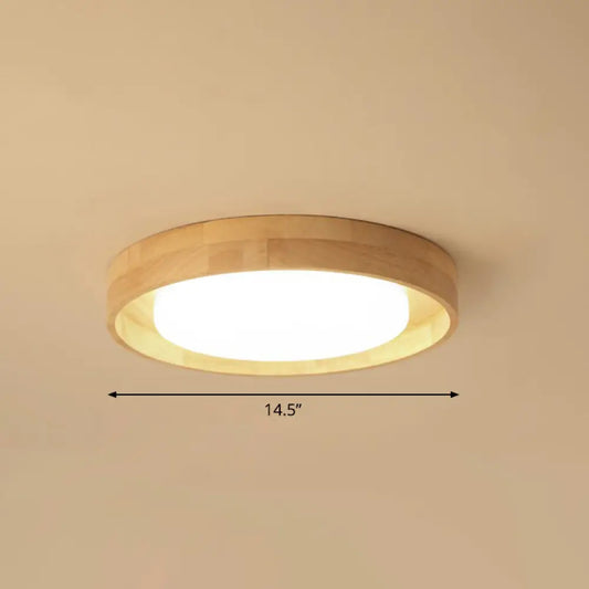 Ultrathin Round Wooden Nordic LED Ceiling Light - Flushmount for Bedroom