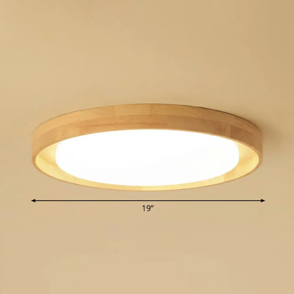 Ultrathin Round Wooden Nordic LED Ceiling Light - Flushmount for Bedroom