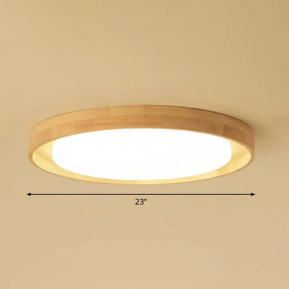 Ultrathin Round Wooden Nordic LED Ceiling Light - Flushmount for Bedroom