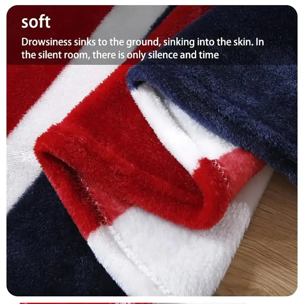 Union jack red and navy throw blanket with white stripes features soft cozy flannel texture for living room decorbites cozy flannel throw