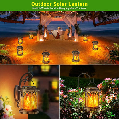 Upgraded Flickering Flame Solar Lanterns - 2 Pack