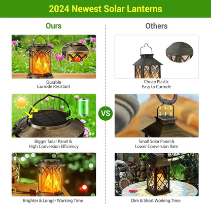 Upgraded Flickering Flame Solar Lanterns - 2 Pack