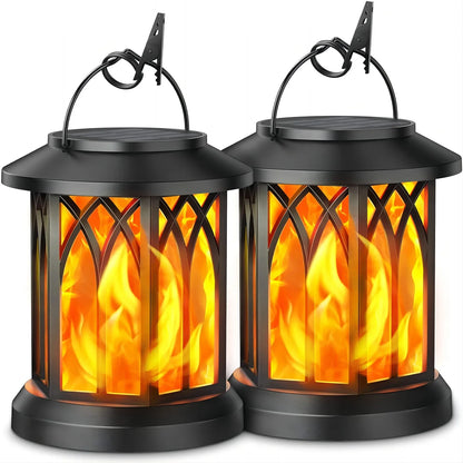 Upgraded Flickering Flame Solar Lanterns - 2 Pack - Black-2Pack / 2Pack / United States