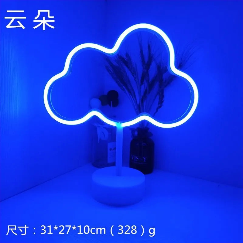 USB LED Neon Sign Light Holiday Flamingo Night Lamp Xmas Party Wedding Decoration Home Gift cloud Heart Neon Light