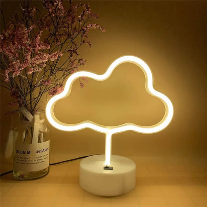 USB LED Neon Sign Light Holiday Flamingo Night Lamp Xmas Party Wedding Decoration Home Gift cloud Heart Neon Light