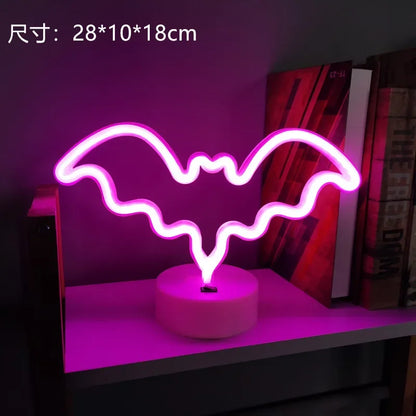 USB LED Neon Sign Light Holiday Flamingo Night Lamp Xmas Party Wedding Decoration Home Gift cloud Heart Neon Light - bat