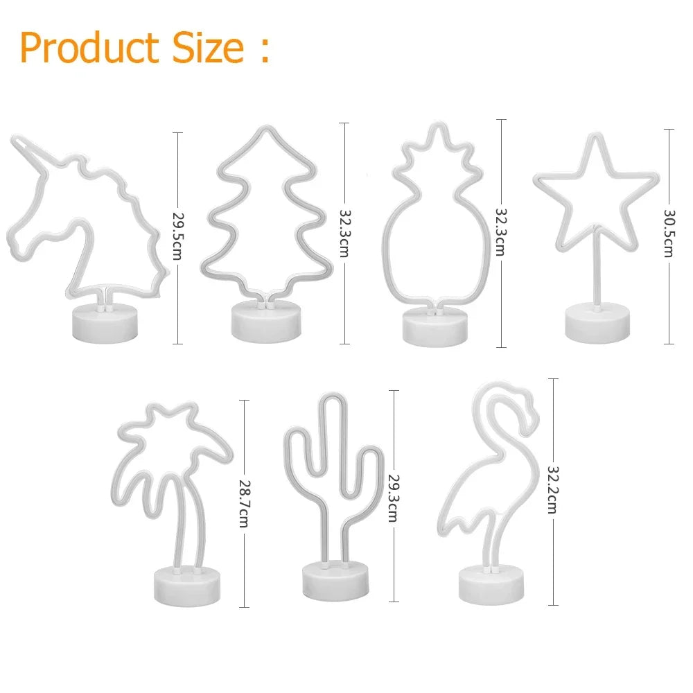 USB LED Neon Sign Light Holiday Flamingo Night Lamp Xmas Party Wedding Decoration Home Gift cloud Heart Neon Light