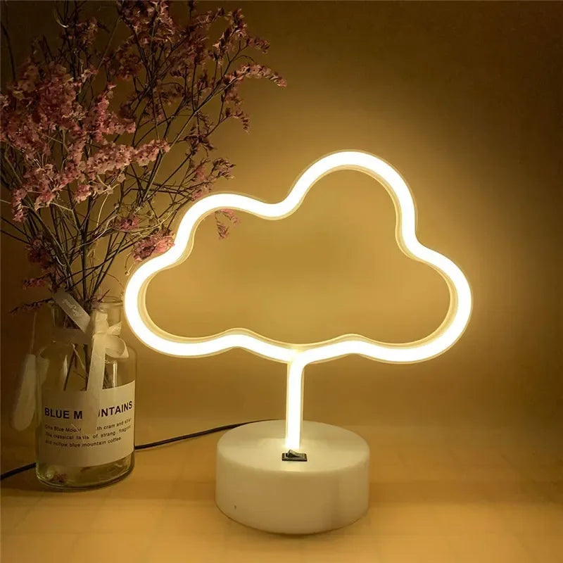 USB LED Neon Sign Light Holiday Flamingo Night Lamp Xmas Party Wedding Decoration Home Gift cloud Heart Neon Light