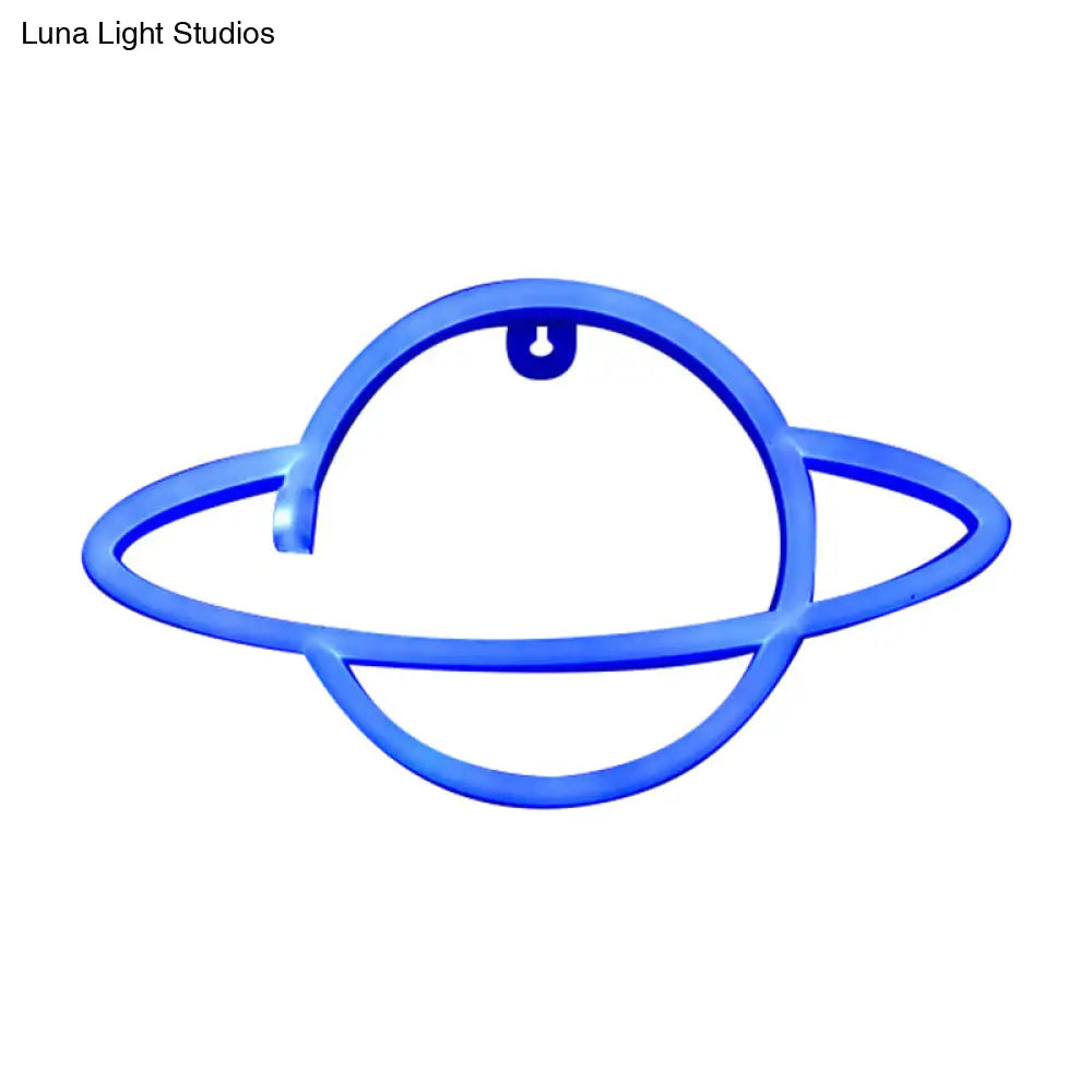 USB Powered Kids LED Nightstand Night Light with White Planet Design