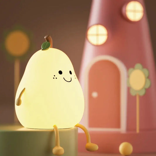 USB Rechargeable Night Light Pear Silicone Night Lights Touch Sensor Bedroom Bedside Cat Lamp With Remote For Kids Baby