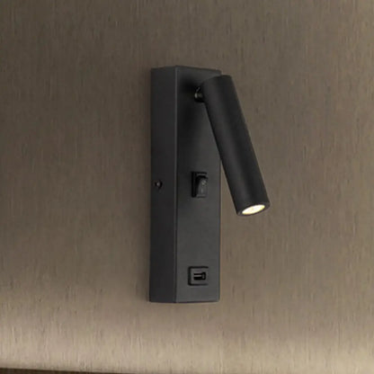 DecorBites™ DecorBites™ USB Rechargeable Tube Wall Sconce - Simple Metal Integrated LED Wall Light Fixture, Black/White - Warm/White Light