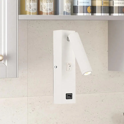 DecorBites™ DecorBites™ USB Rechargeable Tube Wall Sconce - Simple Metal Integrated LED Wall Light Fixture, Black/White - Warm/White Light