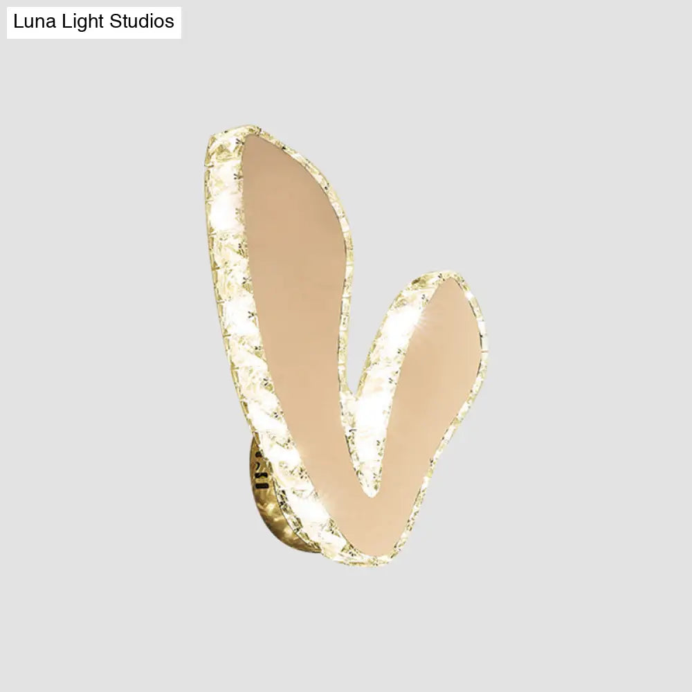 V-Shape Crystal Block LED Wall Sconce in Chrome - Minimalist Flush Mount Lamp with Warm/White Light