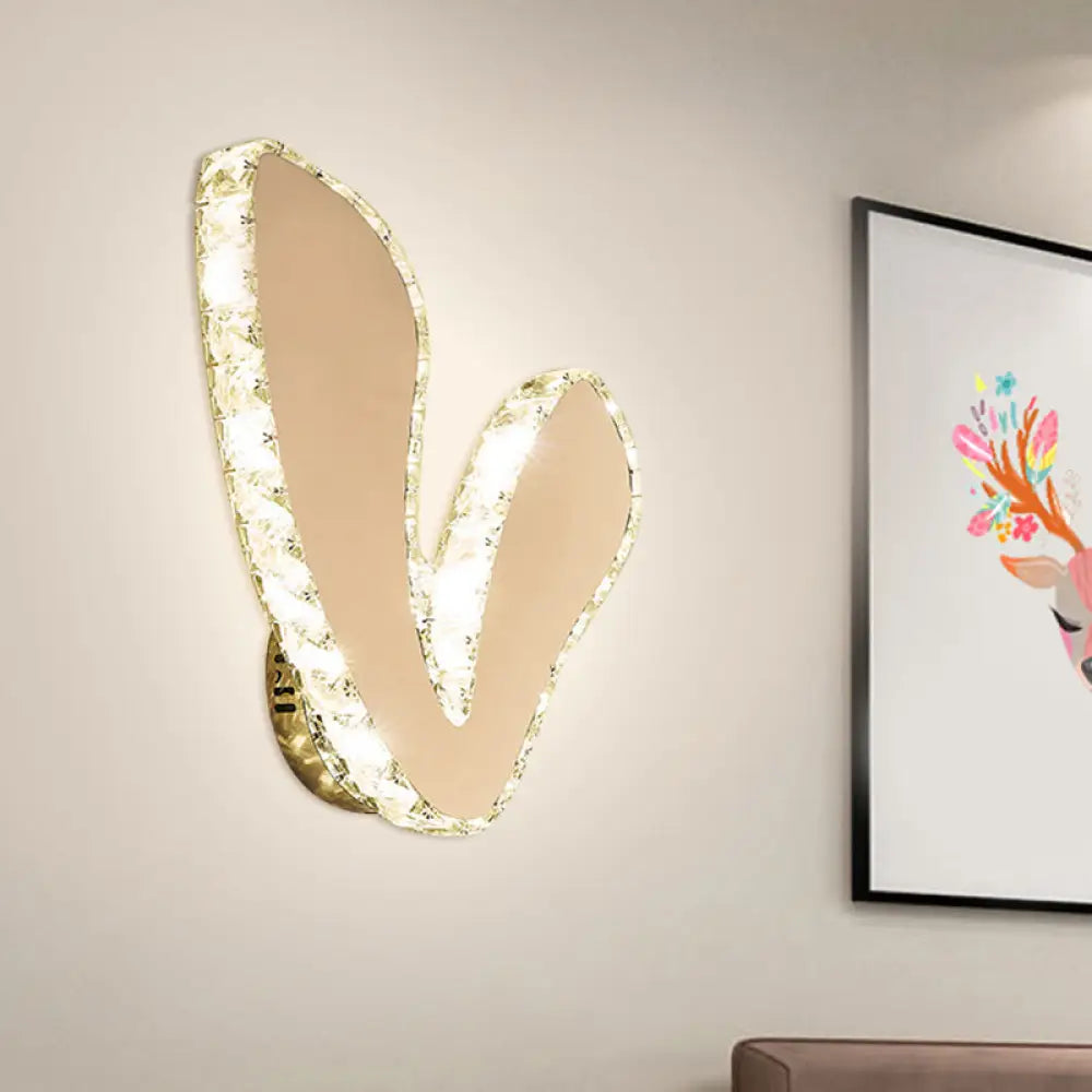 V-Shape Crystal Block LED Wall Sconce in Chrome - Minimalist Flush Mount Lamp with Warm/White Light