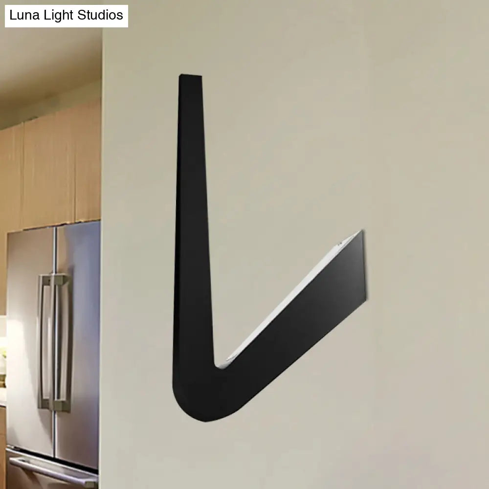 V-Shaped LED Wall Lamp, Contemporary Style for Corridor, Black/White, Warm/White Light