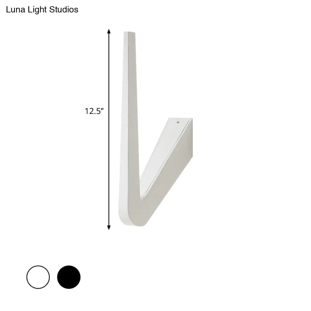 V-Shaped LED Wall Lamp, Contemporary Style for Corridor, Black/White, Warm/White Light