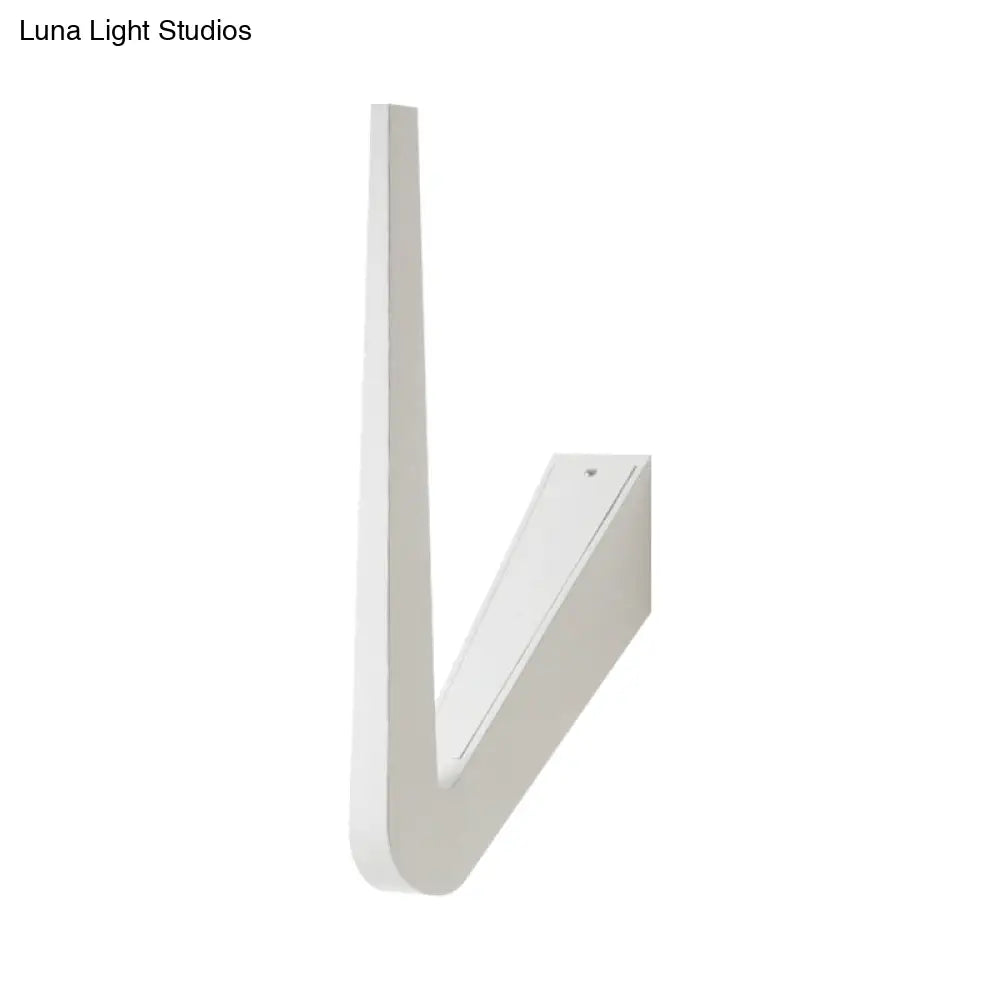 V-Shaped LED Wall Lamp, Contemporary Style for Corridor, Black/White, Warm/White Light
