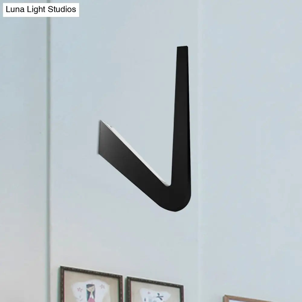 V-Shaped LED Wall Lamp, Contemporary Style for Corridor, Black/White, Warm/White Light