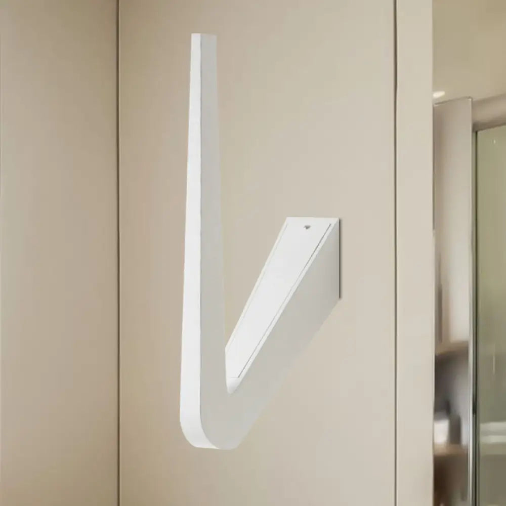 V-Shaped LED Wall Lamp, Contemporary Style for Corridor, Black/White, Warm/White Light