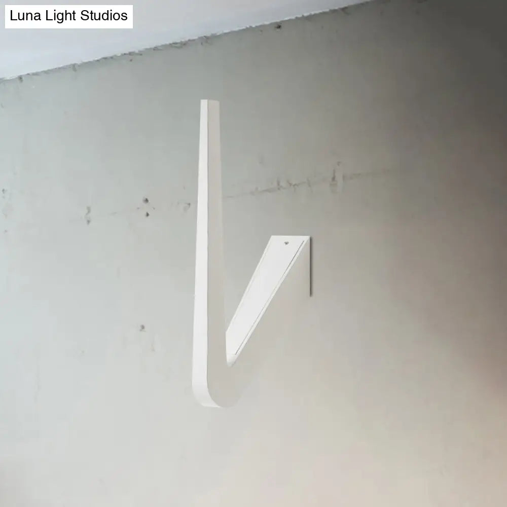 V-Shaped LED Wall Lamp, Contemporary Style for Corridor, Black/White, Warm/White Light