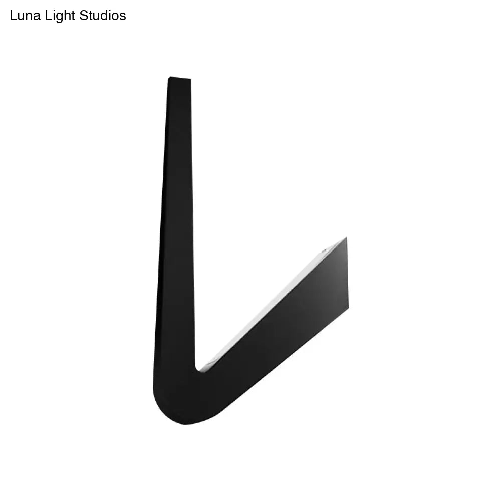 V-Shaped LED Wall Lamp, Contemporary Style for Corridor, Black/White, Warm/White Light