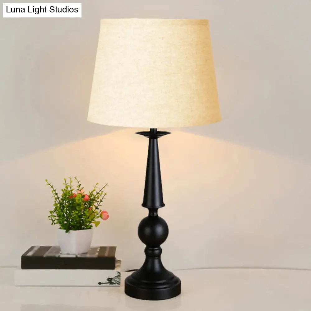 Valentina - Retro Style Black Fabric Shade Task Lighting Nightstand Lamp