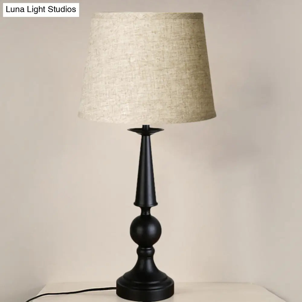 Valentina - Retro Style Black Fabric Shade Task Lighting Nightstand Lamp